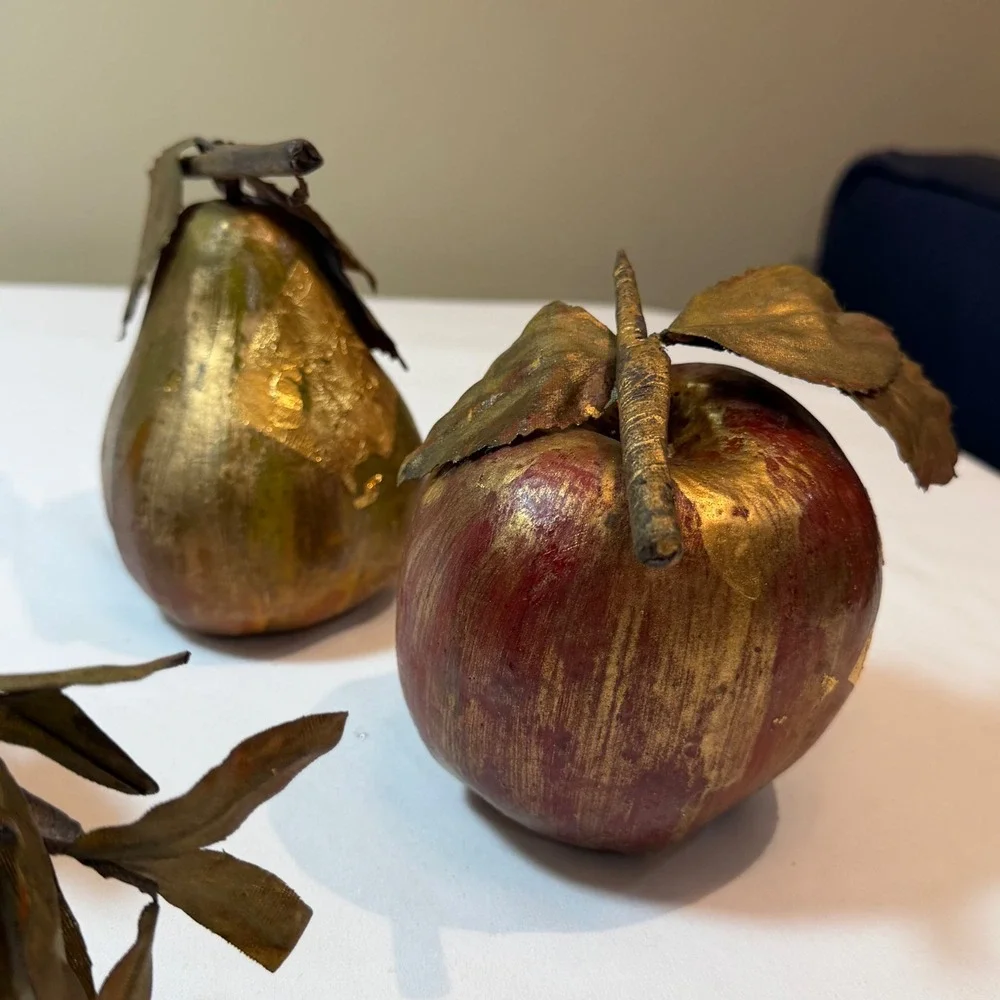 Set of 4 Gold Leaf Decorative Faux Fruit‎ Centerpiece Decor